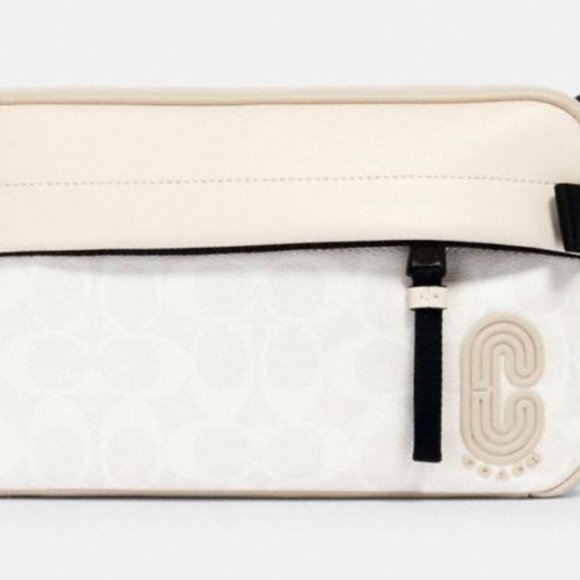 ホワイト☆COACH☆EDGE BELT BAG IN SIGNATURE CANVAS COACH: Edge Belt Signature Canvas Bag